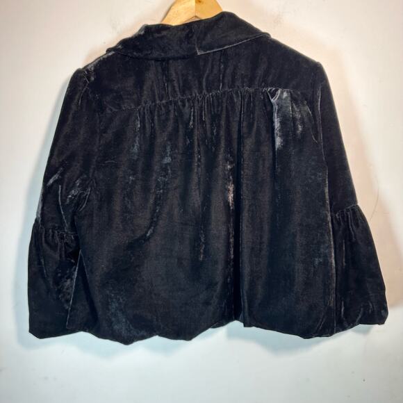 Worthington Womens Black Velvet Crop Jacket with Brooch Style Button Size L - Picture 2 of 12